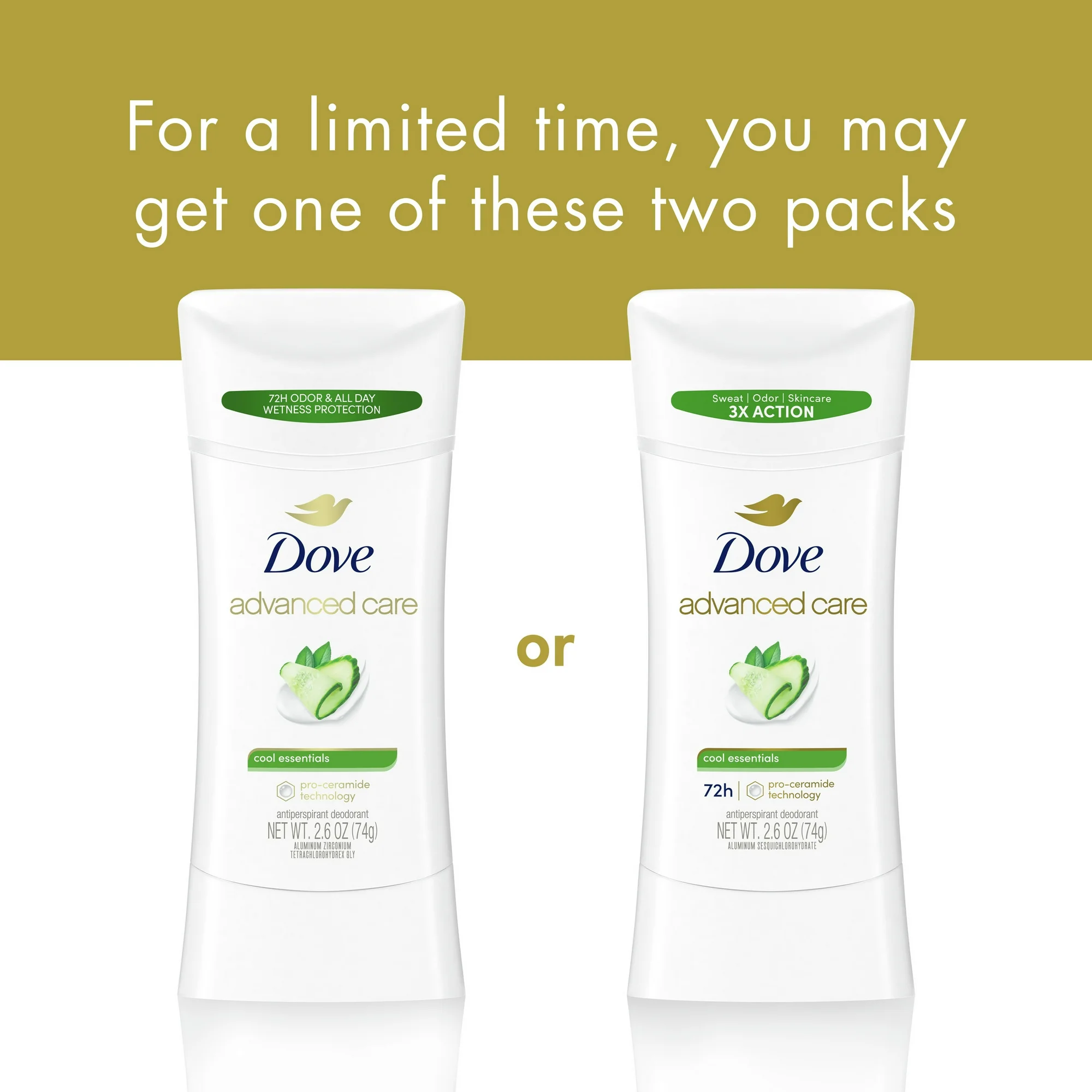 Dove Advanced Care Antiperspirant Deodorant Stick Cool Essentials, 2.6 oz Twin Pack - Image 4