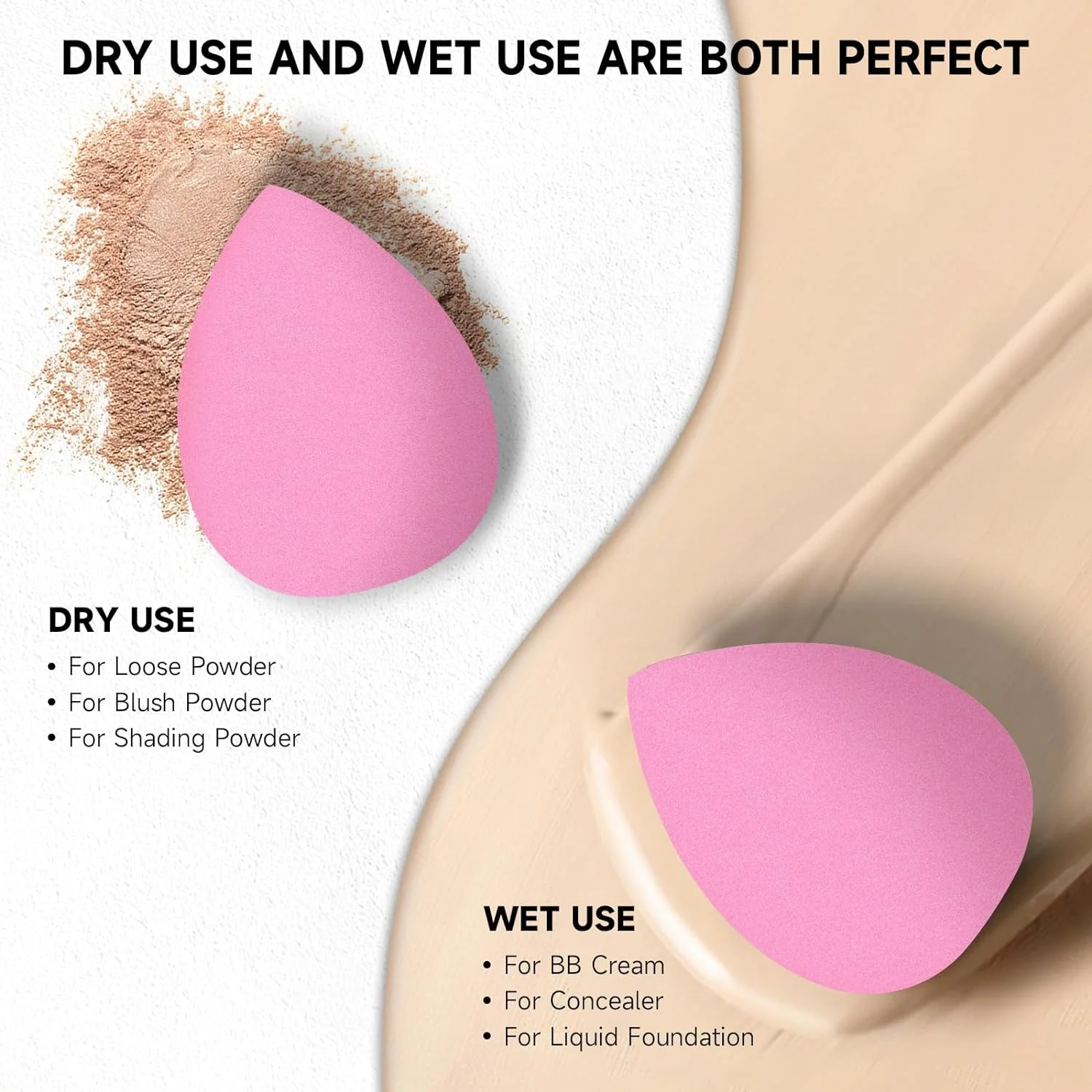 Huauoo 6 Pcs Makeup Sponges Set, Makeup Sponges for Foundation, Latex Free Beauty Sponges, Multiple Colors - Image 7