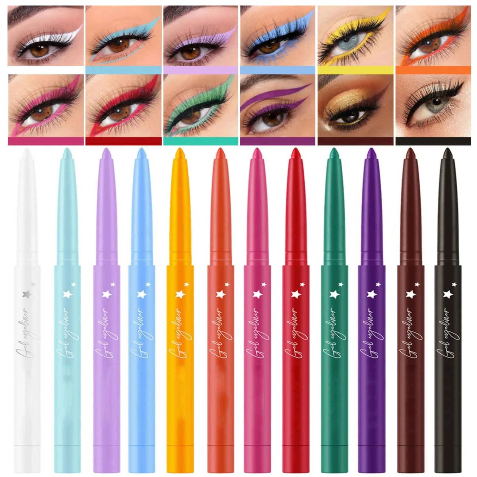 Eyeliner 12 Colors Eyeliner Set Natural Black Eyeliner Proof Long Lasting Gel Pencils Liner Rainbow Eyeliner Makeup Set Makeup Beauty Tools Clearance Back to Dorm for wedding - Image 8