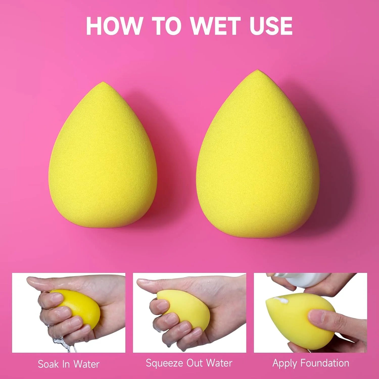 Huauoo 6 Pcs Makeup Sponges Set, Makeup Sponges for Foundation, Latex Free Beauty Sponges, Multiple Colors - Image 6