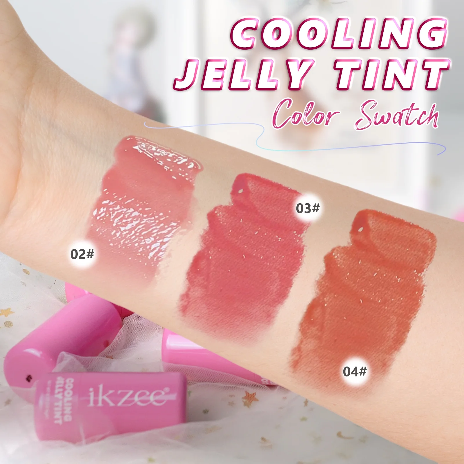 Ikzee Cooling Jelly Tint,Multi-use Jelly Blush Stick,Jelly Blush Stick for Lip, Cheek, Eye Makeup,3 PCS Sheer Lip & Cheek Stain - Image 8