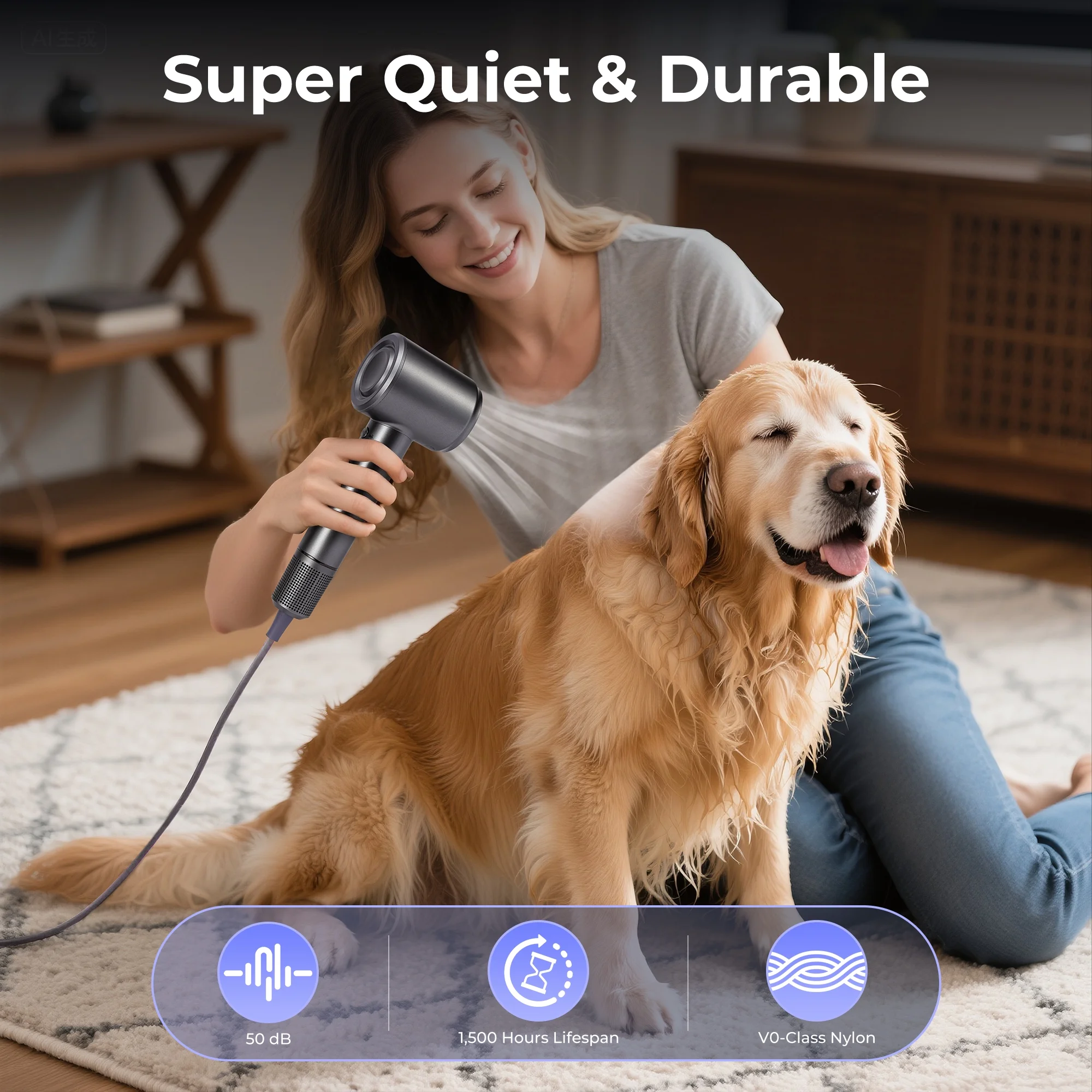 Dygoophy® Leafless High-Speed Hair Dryer - 1500W Brushless Motor, Ionic Technology, Smart Temperature Control, Cold and Hot Air Alternating, Perfect for Home and Salon Use - Image 7