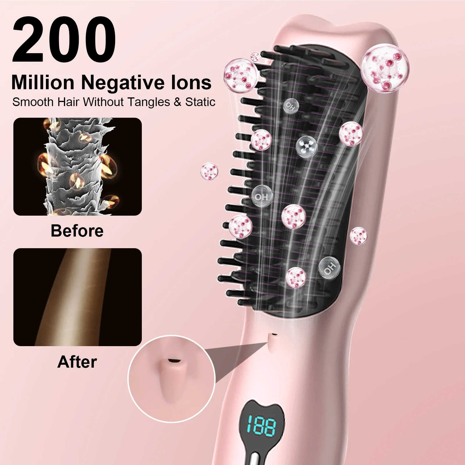 Wetene Wireless Hair Straightening Comb, Portable USB Charging Curling Iron, Electric Styling Comb, Rechargeable Hair Care Tool - Image 6