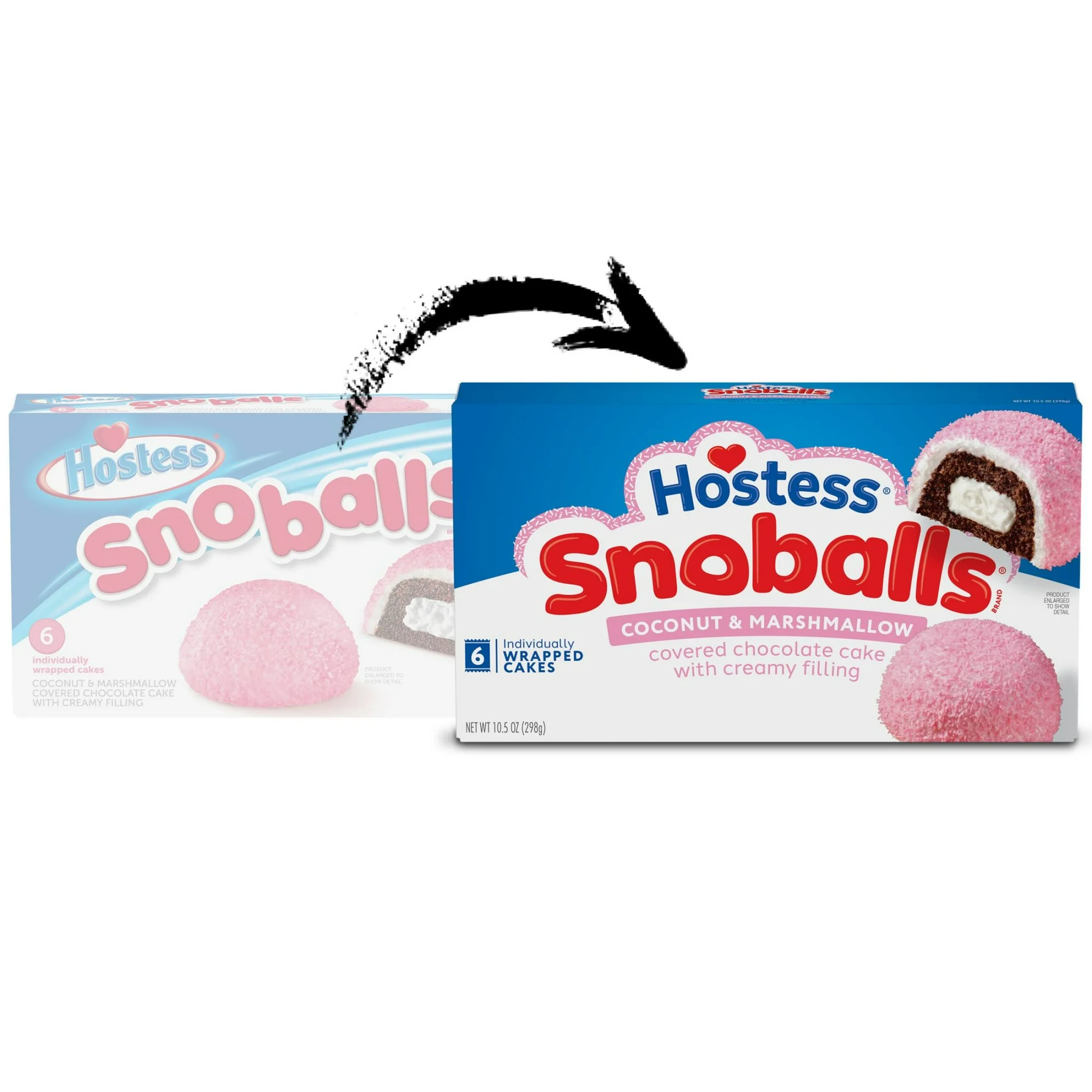 Hostess Snoballs Snack Cakes, Coconut & Marshmallow Covered Chocolate Cake, 10.5 oz Box (6 Ct.) - Image 3