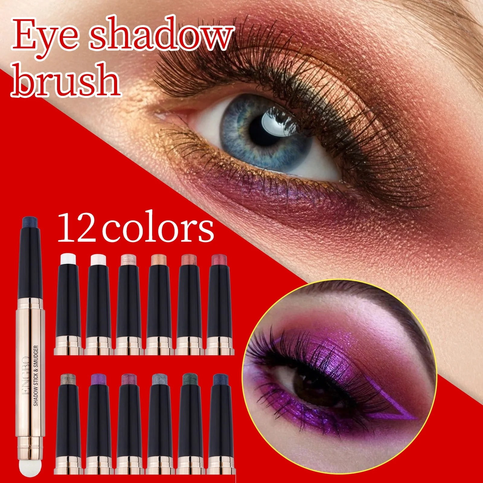 Clearance!White Eyeshadow Stick and Buildable Eye Shadow Smooth Cream Shimmer Pencil Long Lasting Waterproof Highlighter Pen Makeup Hypoallergenic Eye Liner Multi-Dimensional eyes Look - Image 10