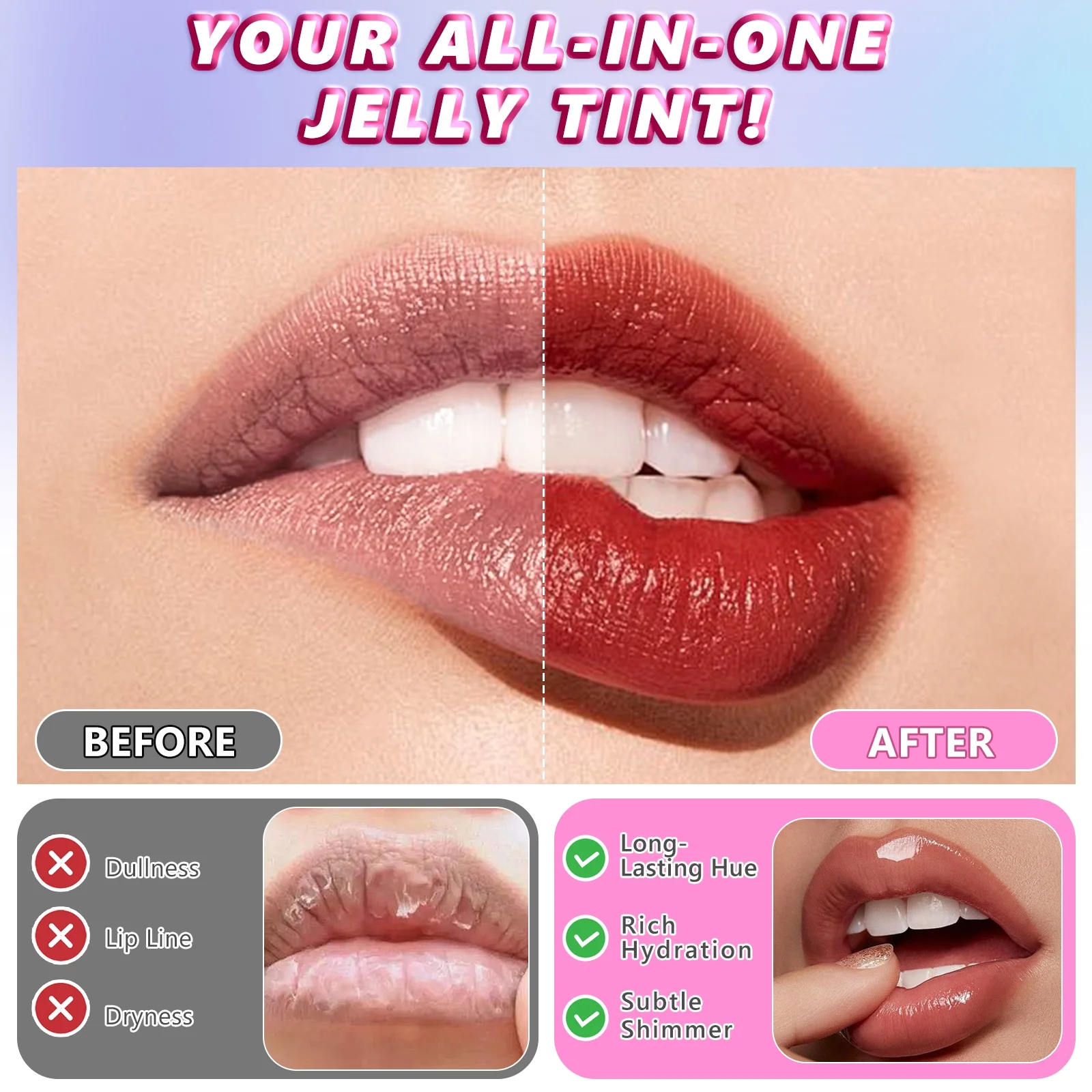 Ikzee Cooling Jelly Tint,Multi-use Jelly Blush Stick,Jelly Blush Stick for Lip, Cheek, Eye Makeup,3 PCS Sheer Lip & Cheek Stain - Image 5