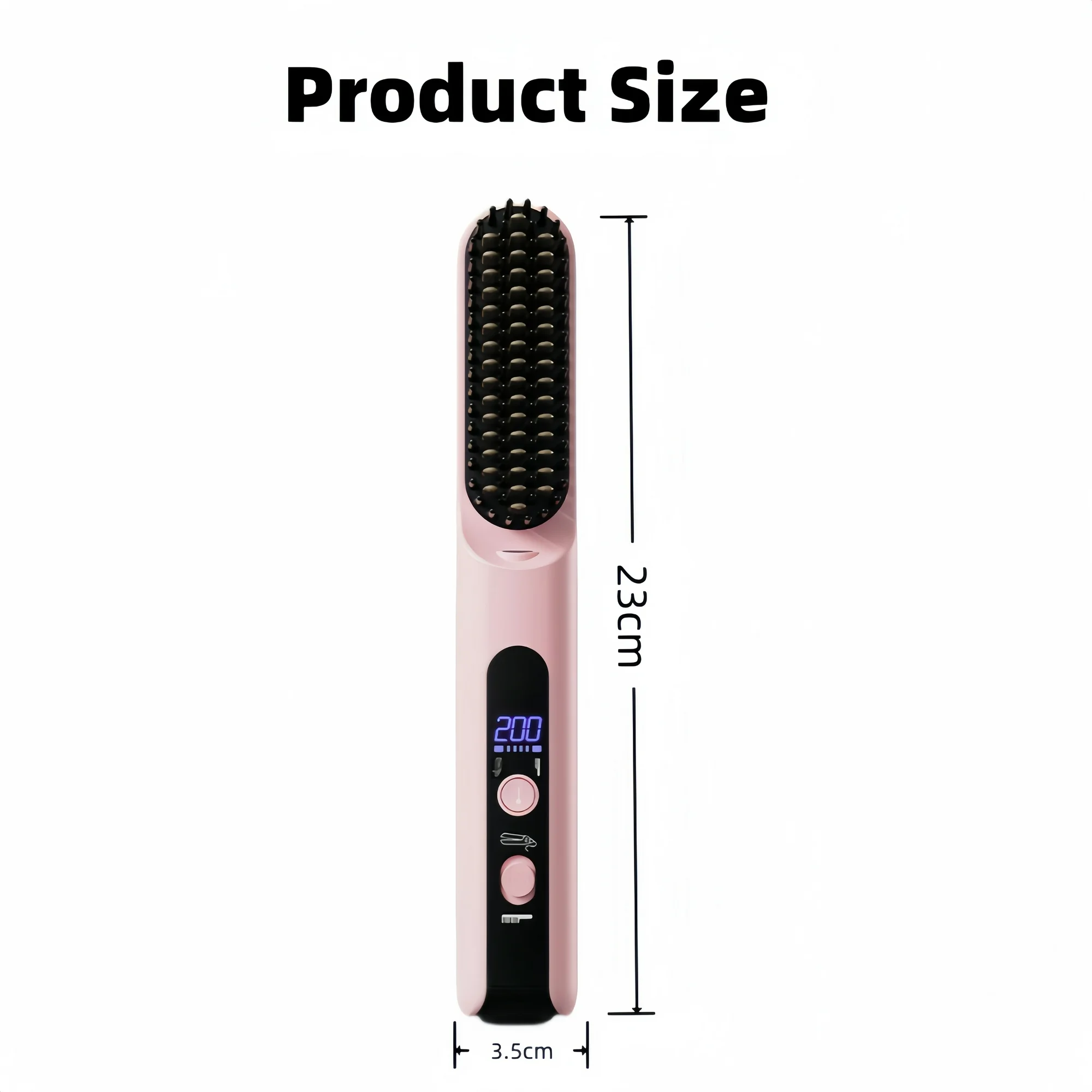 KYFIU Hair Straightener Brush, 2-in-1 Splint Straight Comb, Lightweight Hot Comb with 4 Temperature Control and Removable Magnetic Comb Teeth, Pink - Image 5