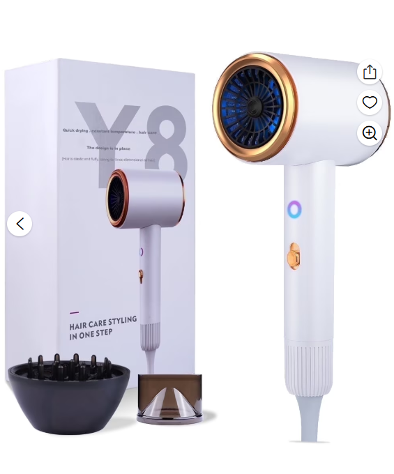 Ionic Hair Dryer, 2100W Professional Blow Dryer, Negative Ion Technolog Drying with 3 Heating, 2 Speed, 2 Nozzle for Home Salon Travel