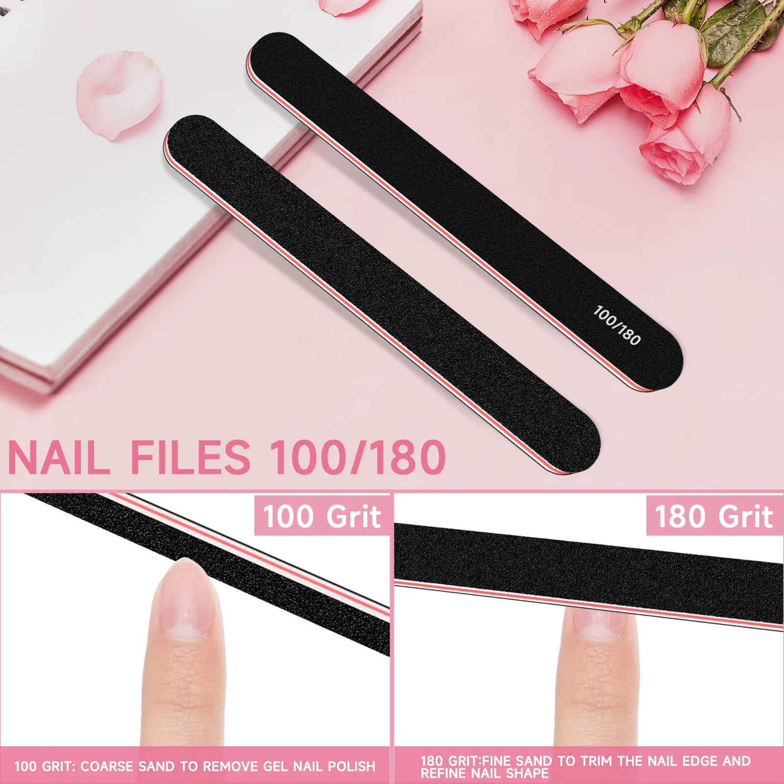Nail Files and Buffer 12 Pcs, Professional Manicure Tools Kit Care Buffer Block Tools 100/180 Grit, Colorful - Image 5