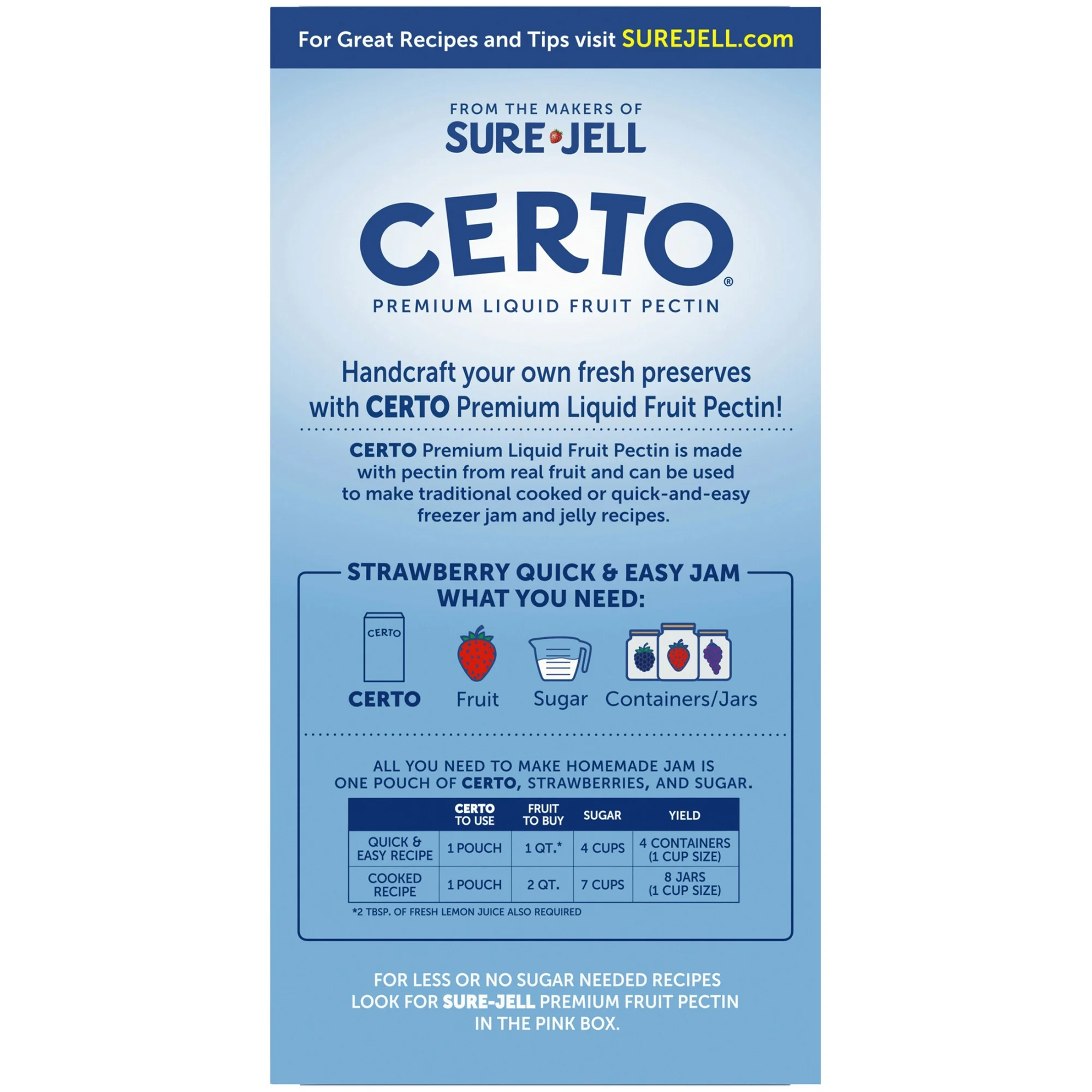 Certo Premium Liquid Fruit Pectin, 2 Count packs, No Known Allergens, 6 oz, Box - Image 8
