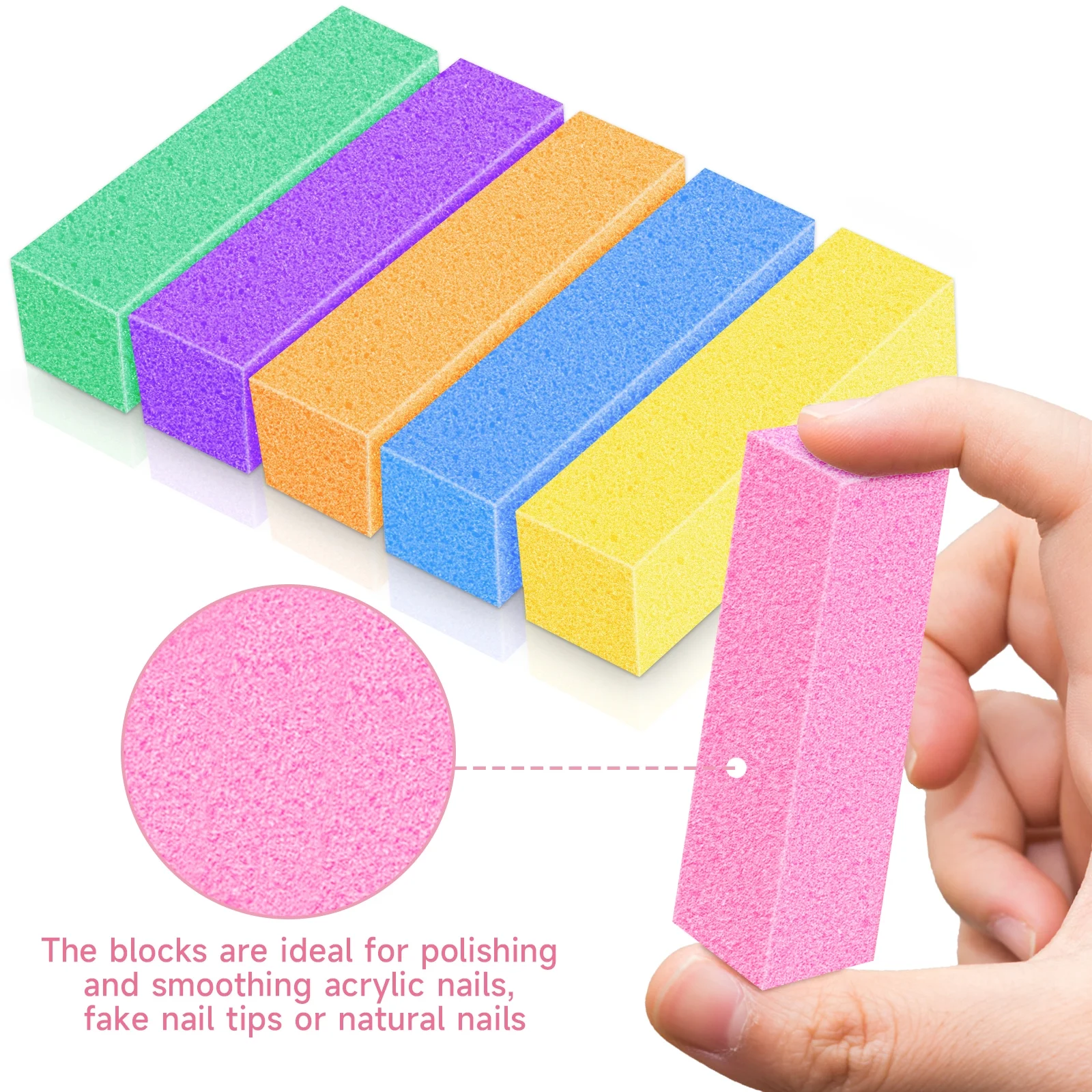 Nail Files and Buffer 12 Pcs, Professional Manicure Tools Kit Care Buffer Block Tools 100/180 Grit, Colorful - Image 3