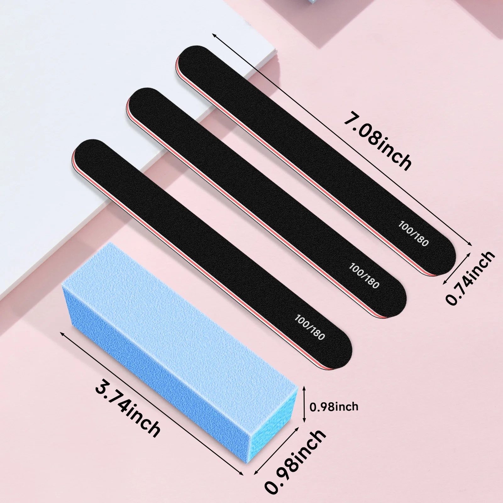 Nail Files and Buffer 12 Pcs, Professional Manicure Tools Kit Care Buffer Block Tools 100/180 Grit, Colorful - Image 2