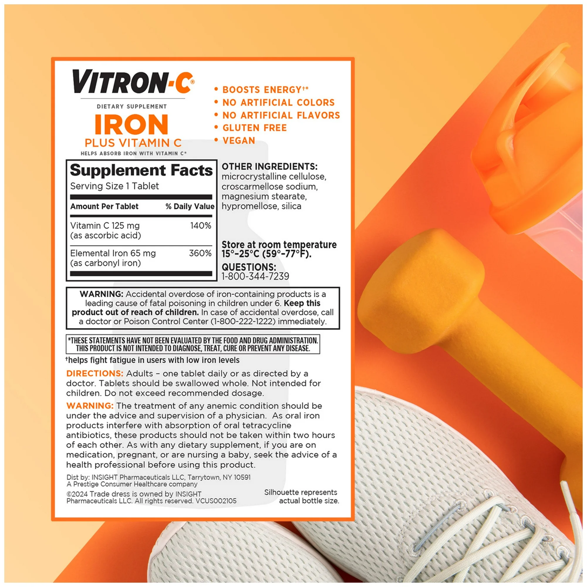 Vitron-C Iron Supplement, Immunity Support Iron Supplements with Vitamin C, 60 Count - Image 9