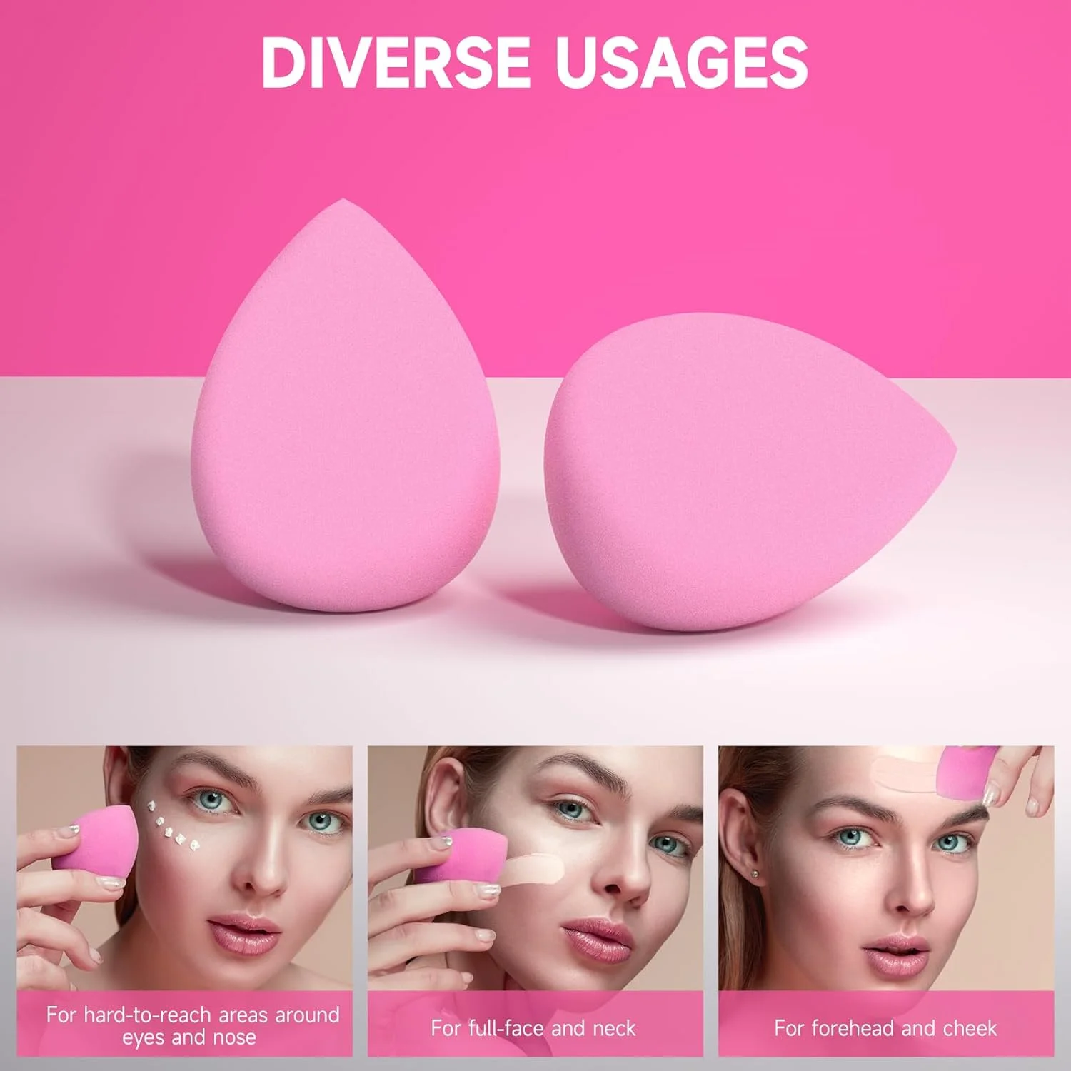 Huauoo 6 Pcs Makeup Sponges Set, Makeup Sponges for Foundation, Latex Free Beauty Sponges, Multiple Colors - Image 2