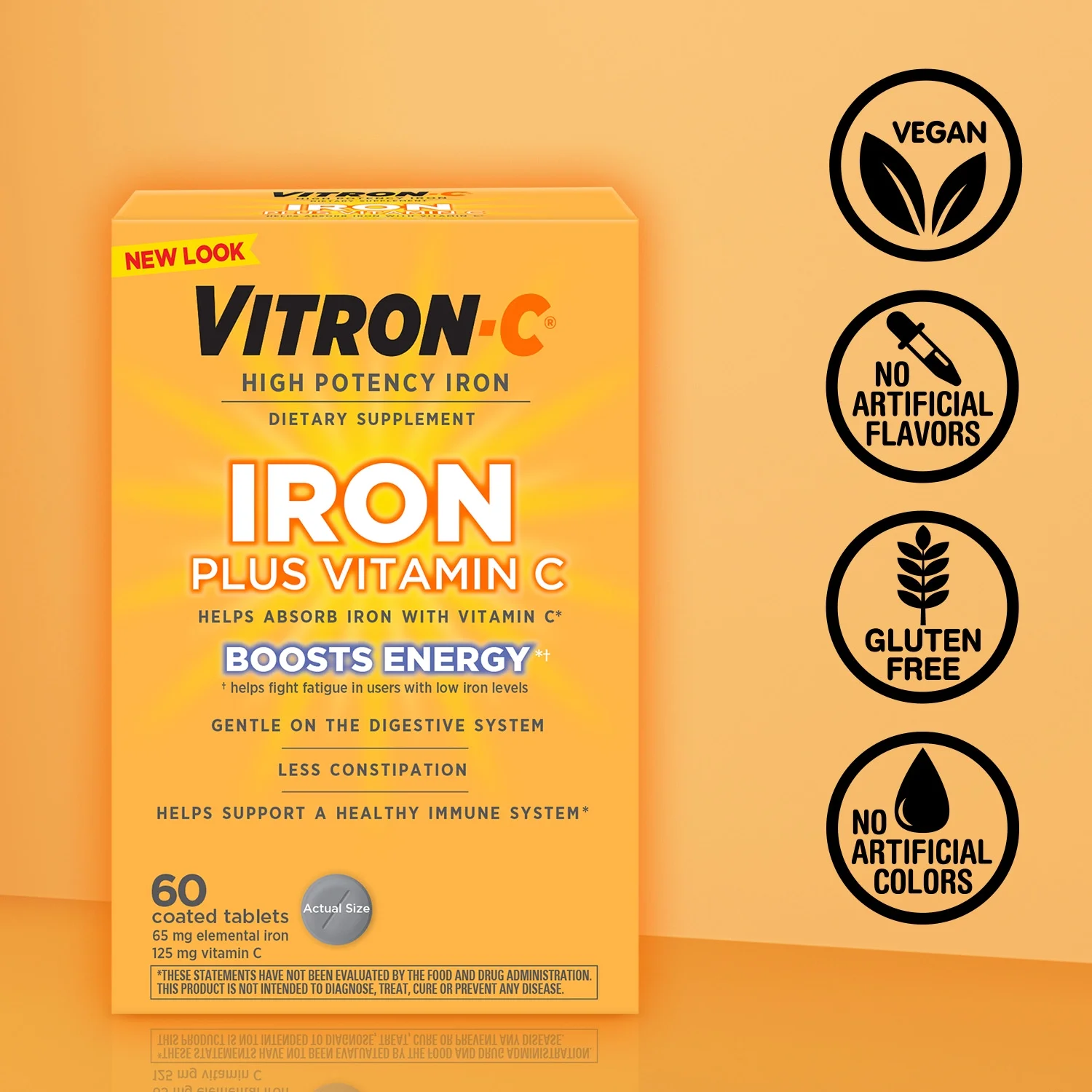Vitron-C Iron Supplement, Immunity Support Iron Supplements with Vitamin C, 60 Count - Image 7