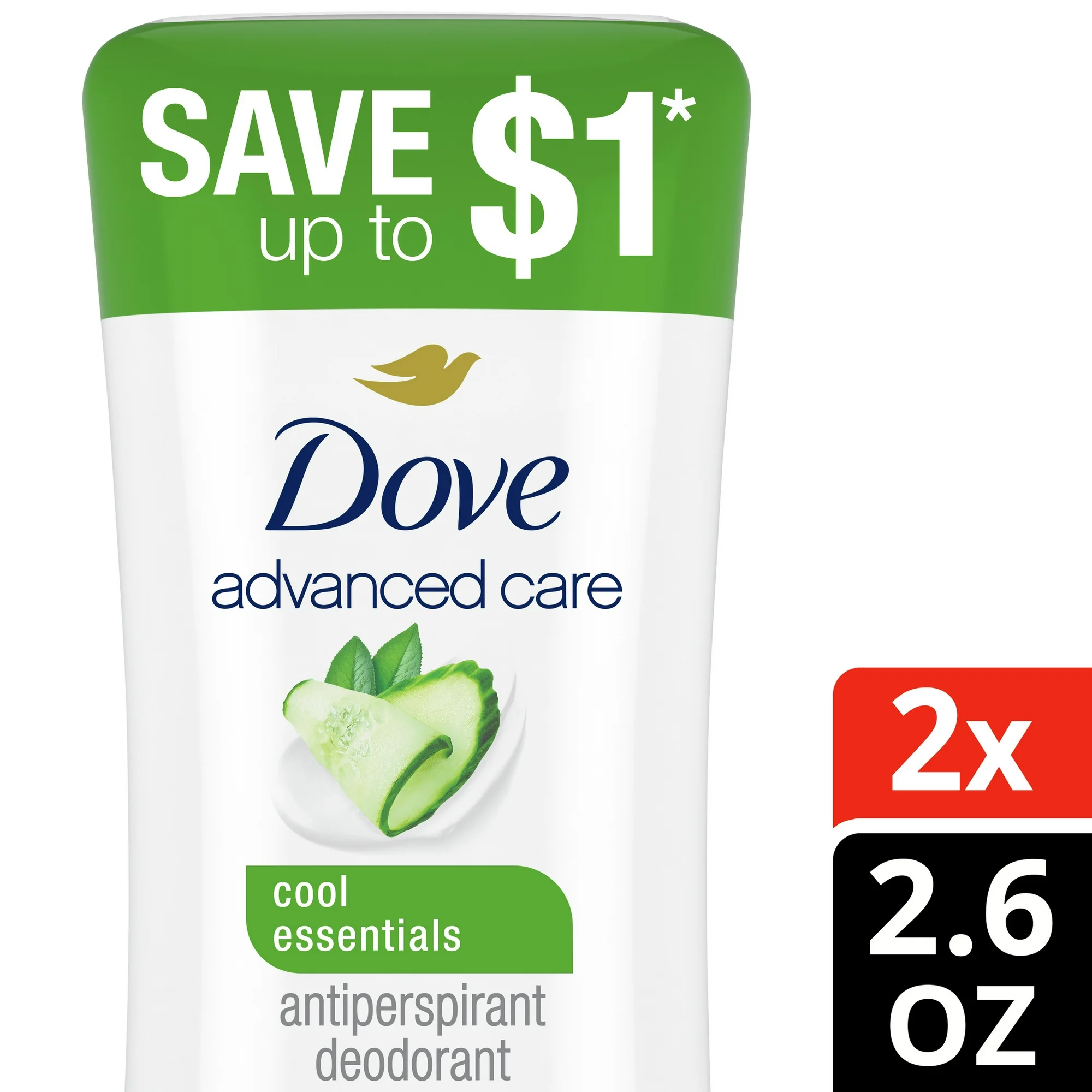 Dove Advanced Care Antiperspirant Deodorant Stick Cool Essentials, 2.6 oz Twin Pack - Image 3