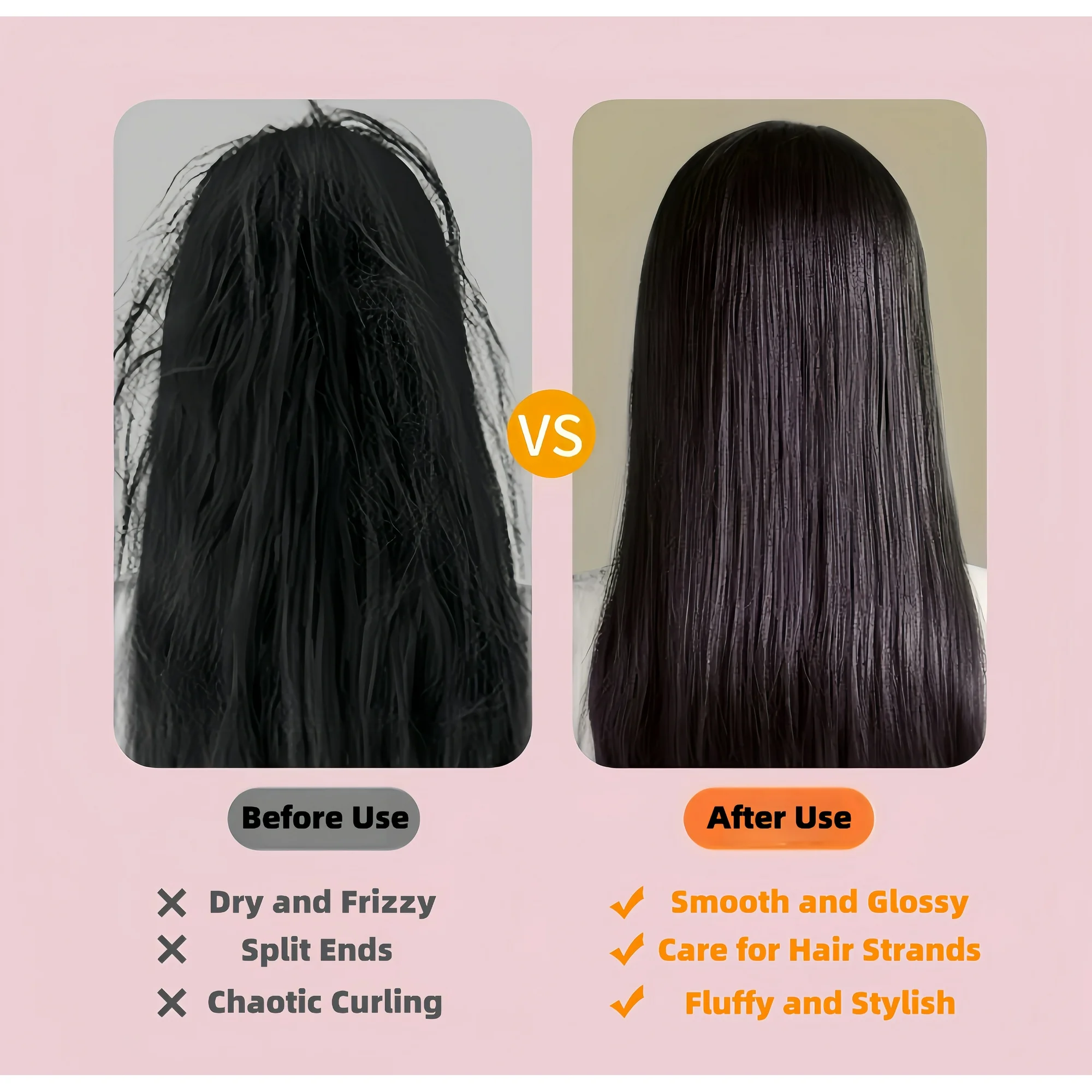 KYFIU Hair Straightener Brush, 2-in-1 Splint Straight Comb, Lightweight Hot Comb with 4 Temperature Control and Removable Magnetic Comb Teeth, Pink - Image 6